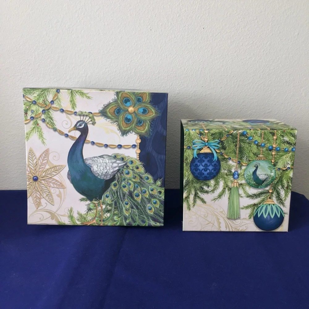 Decorative Peacock Storage Box Set